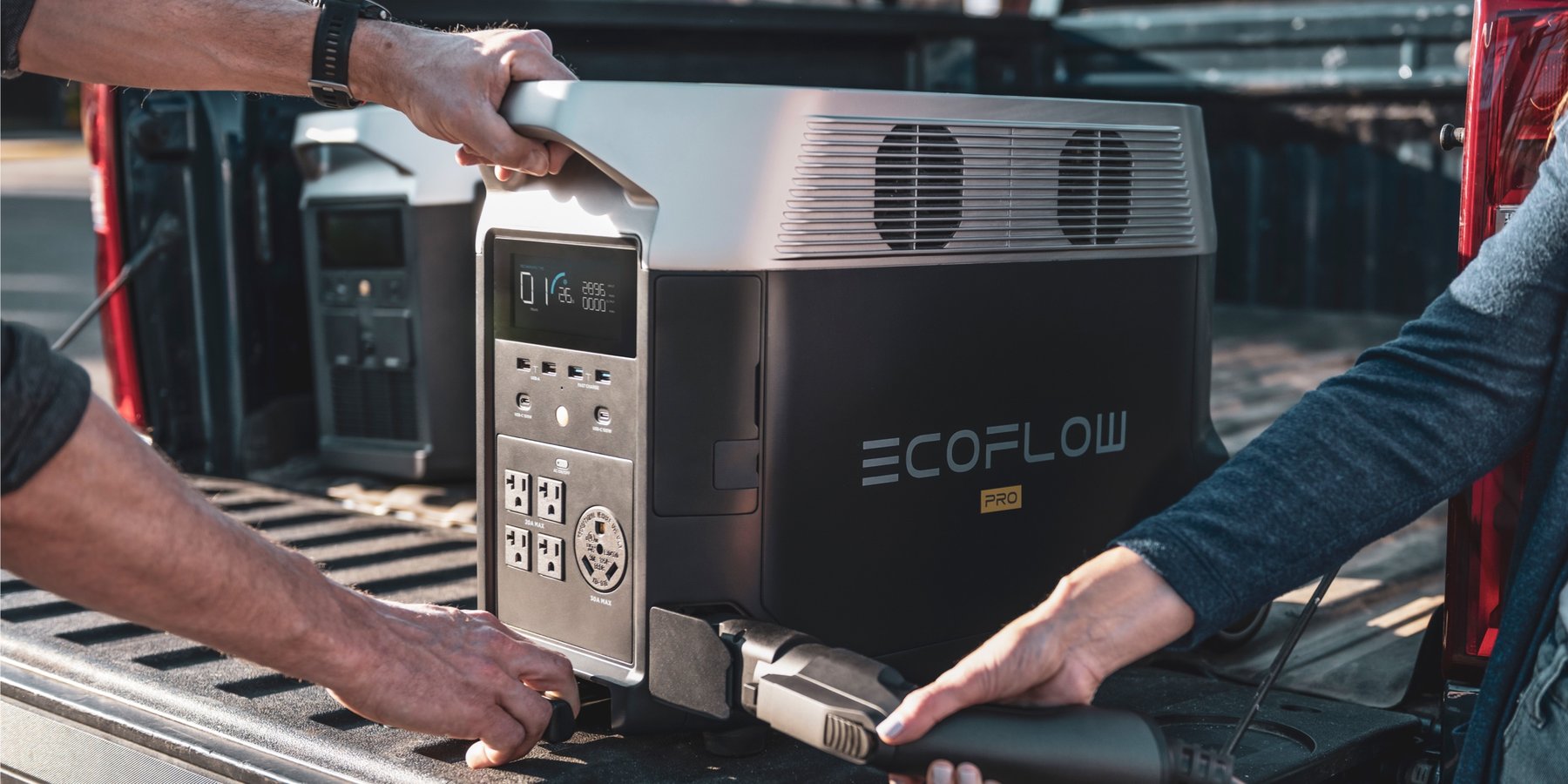 Ecoflow delta pro recharge EV borne électrique outdoor campingcar